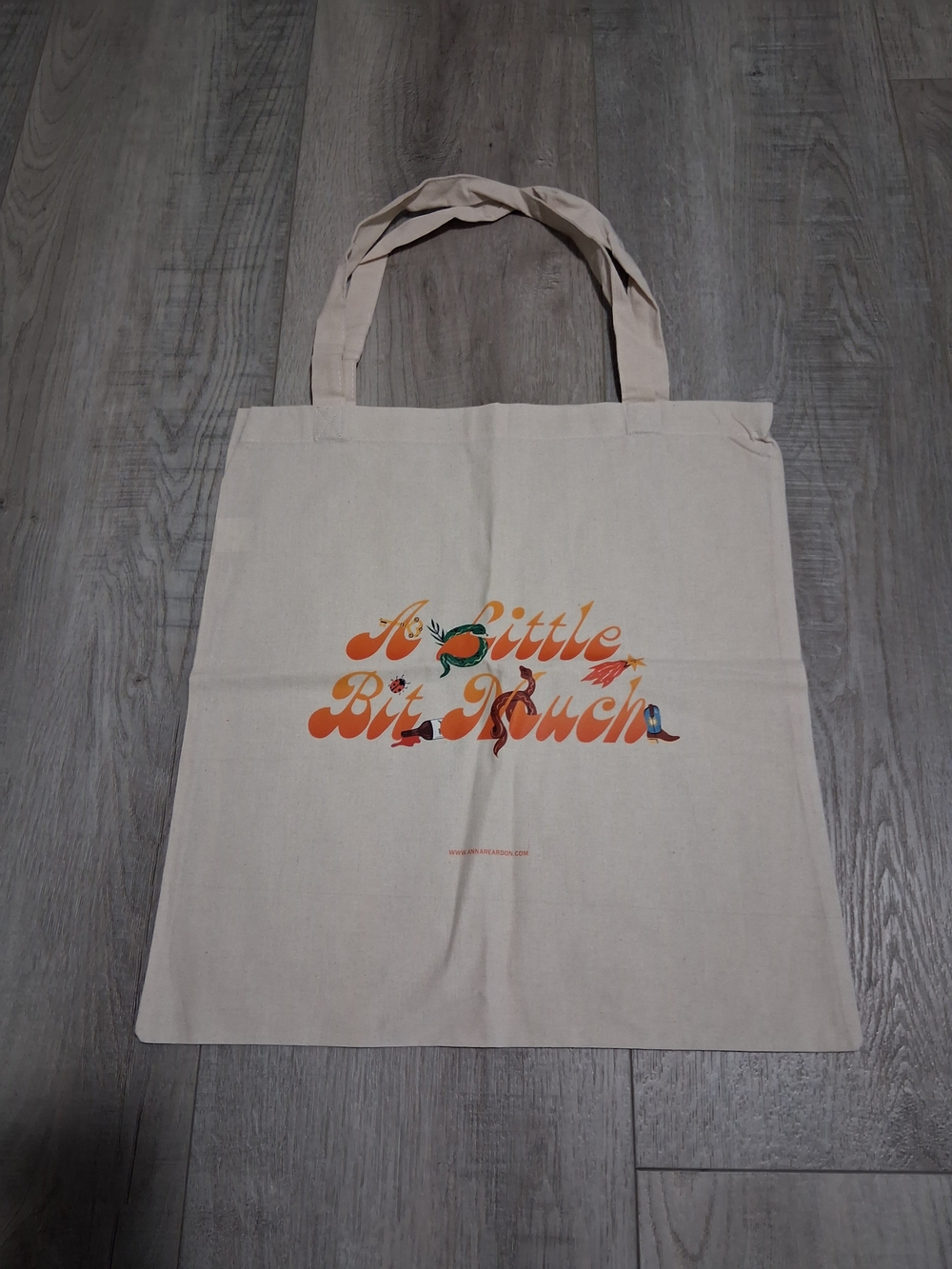 Canvas Tote Bag with Orange Retro Print - Unbranded